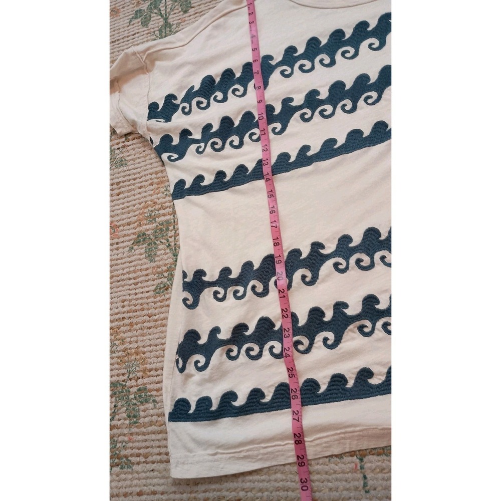 Free People We The Free Chill Vibes Tee XS Oversized Wave Embroidered Cotton - Picture 13 of 14